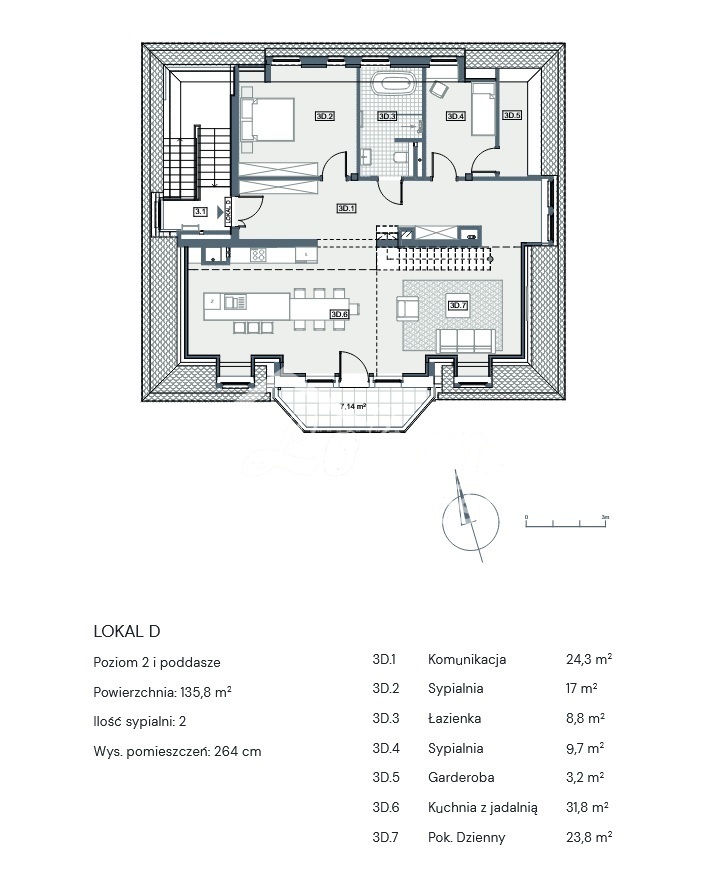 Mieszkanie 135,8&nbsp;m², Szczecin, Pogodno, ks. Bolesława Domańskiego - zdjęcie 7