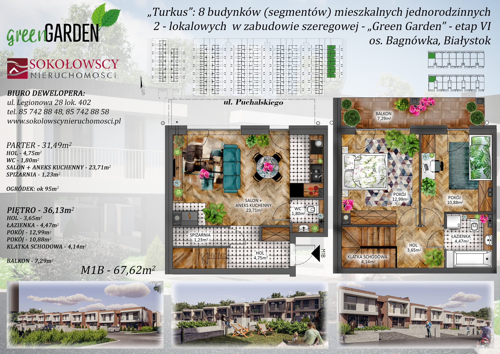 Mieszkanie dwupoziomowe 67,62 m2, ogródek, miejsce postojowe - zdjęcie 1