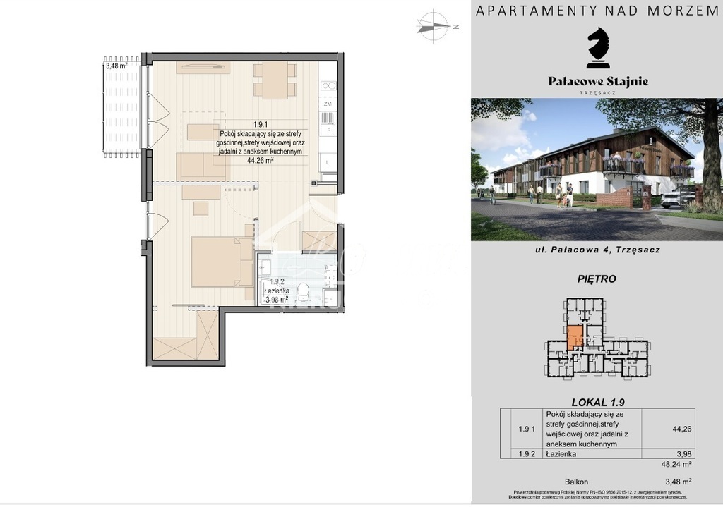 Mieszkanie 48,24&nbsp;m², Trzęsacz - zdjęcie 9
