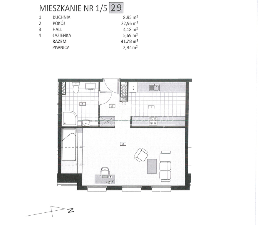 Mieszkanie 41,78&nbsp;m², Szczecin - zdjęcie 1