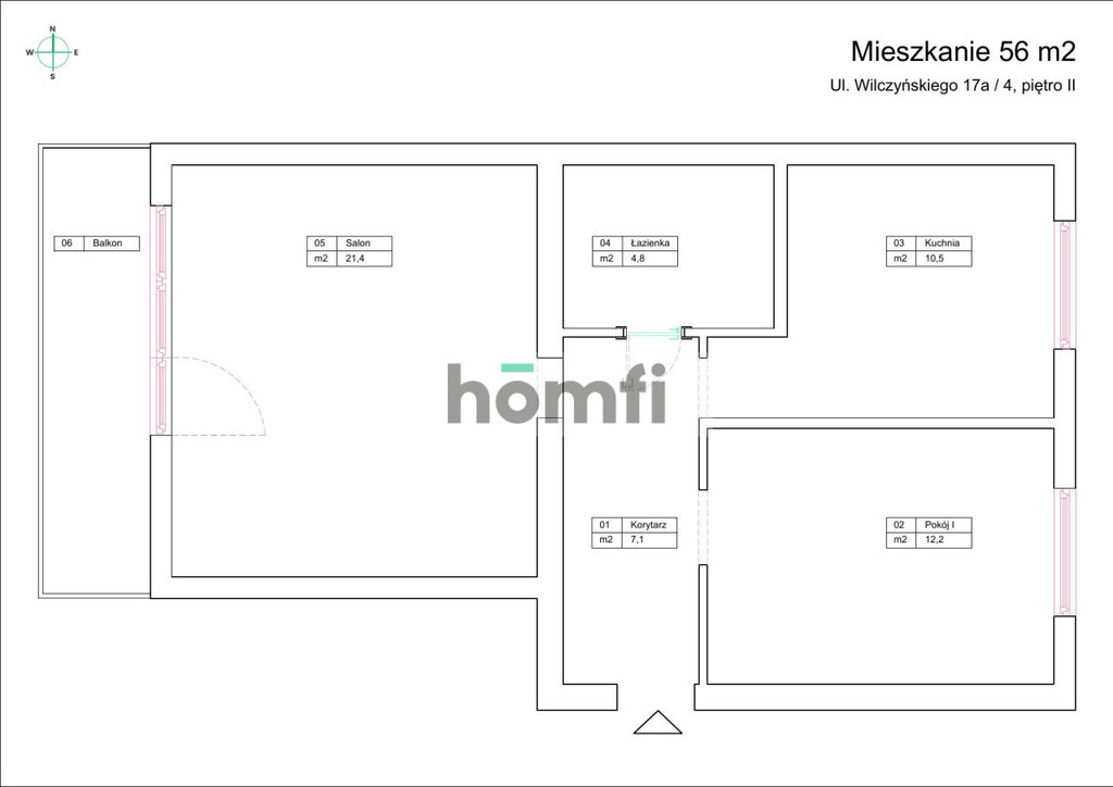 Mieszkanie 56&nbsp;m², Olsztyn, Jaroty, Biskupa Tomasza Wilczyńskiego - zdjęcie 12