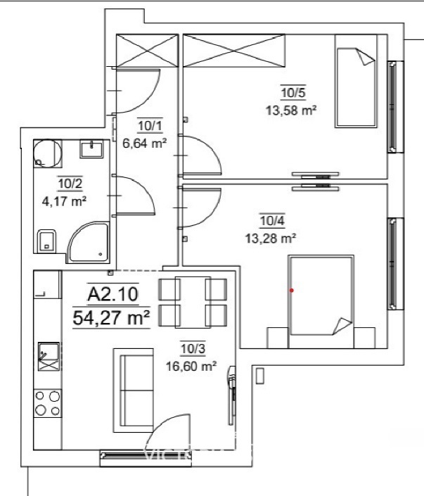 Mieszkanie 54,27&nbsp;m², Kraków, Prądnik Biały, Józefa Wybickiego - zdjęcie 4