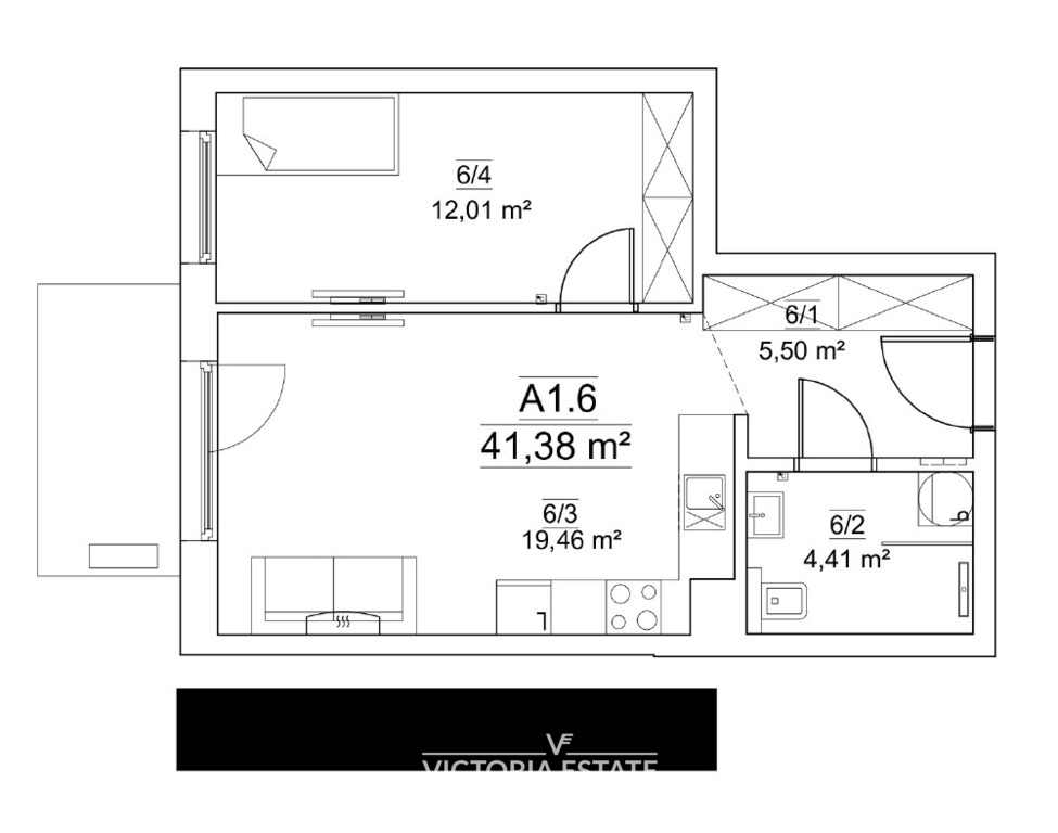 Mieszkanie 41,38&nbsp;m², Kraków, Prądnik Biały, Józefa Wybickiego - zdjęcie 4