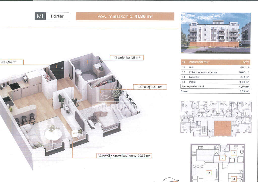 Mieszkanie 41,42&nbsp;m², Szczecin - zdjęcie 1