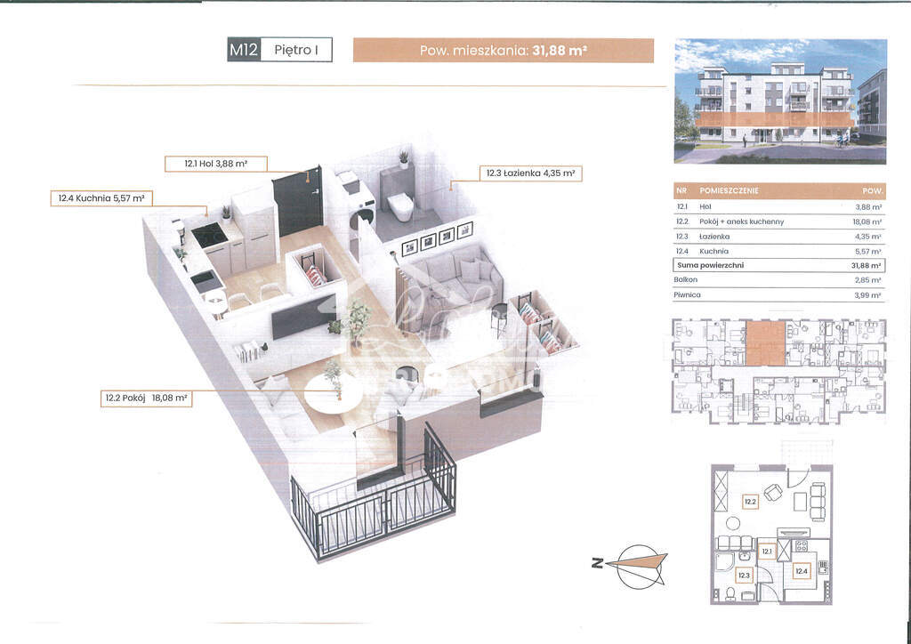 Mieszkanie 31,88&nbsp;m², Szczecin - zdjęcie 1