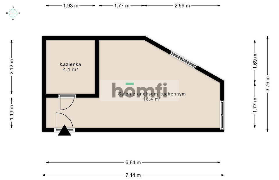 Mieszkanie 21,67 m², Łódź, Śródmieście, Nawrot - zdjęcie 14