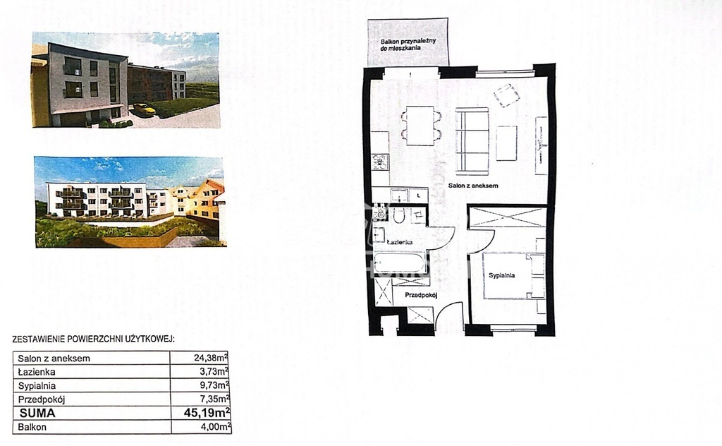 Mieszkanie 45,19&nbsp;m², Szczecin, Warszewo, Rostocka - zdjęcie 5