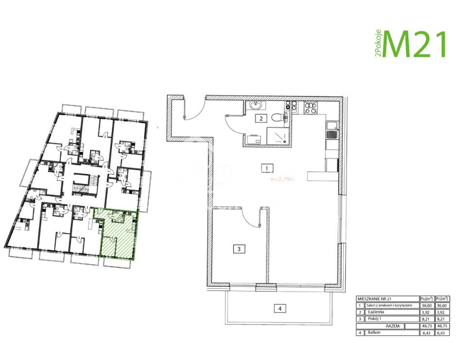 Mieszkanie 48,73 m², Świnoujście, Heleny Modrzejewskiej - zdjęcie 6