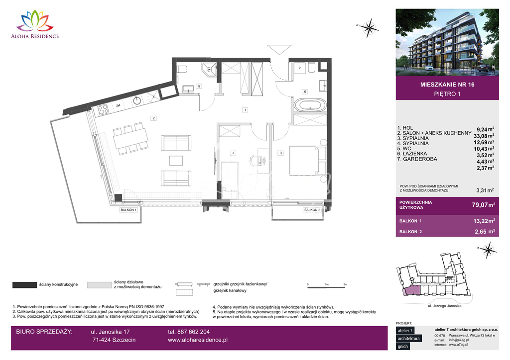 Mieszkanie 79,07&nbsp;m², Szczecin, Śródmieście, Jerzego Janosika - zdjęcie 6