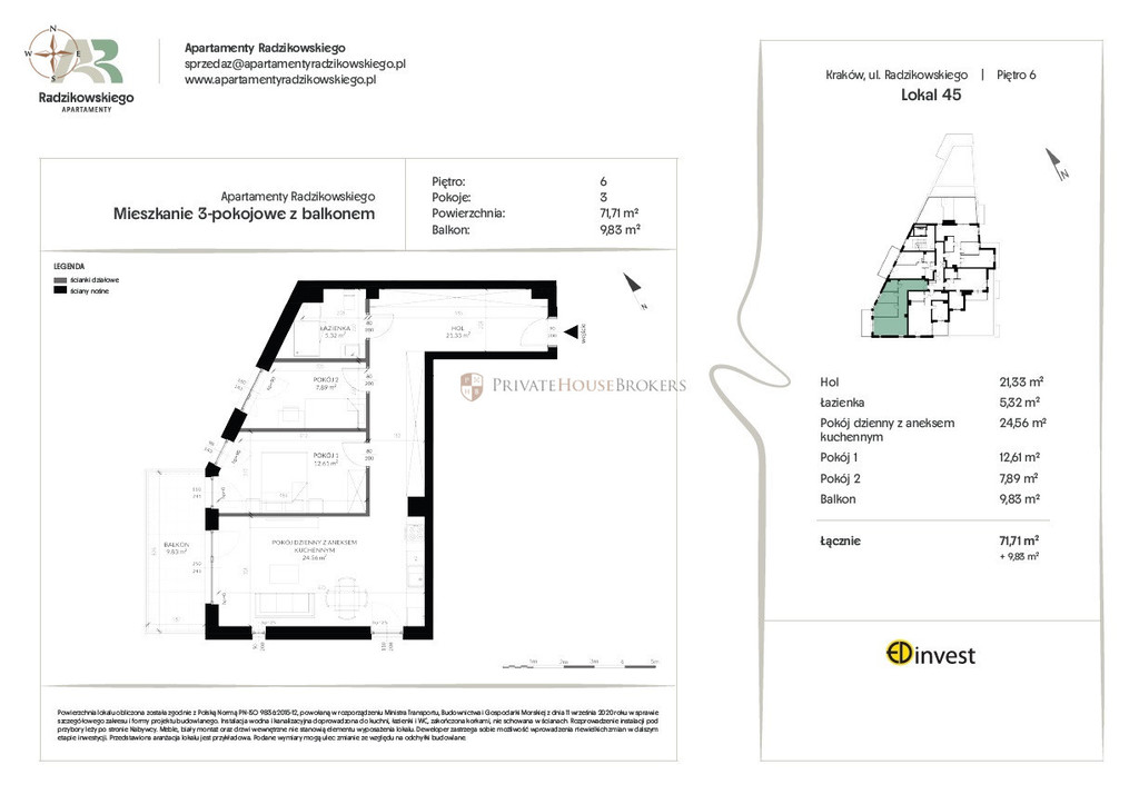 Mieszkanie 71,71 m², Kraków, Bronowice, Eljasza Walerego Radzikowskiego - zdjęcie 14