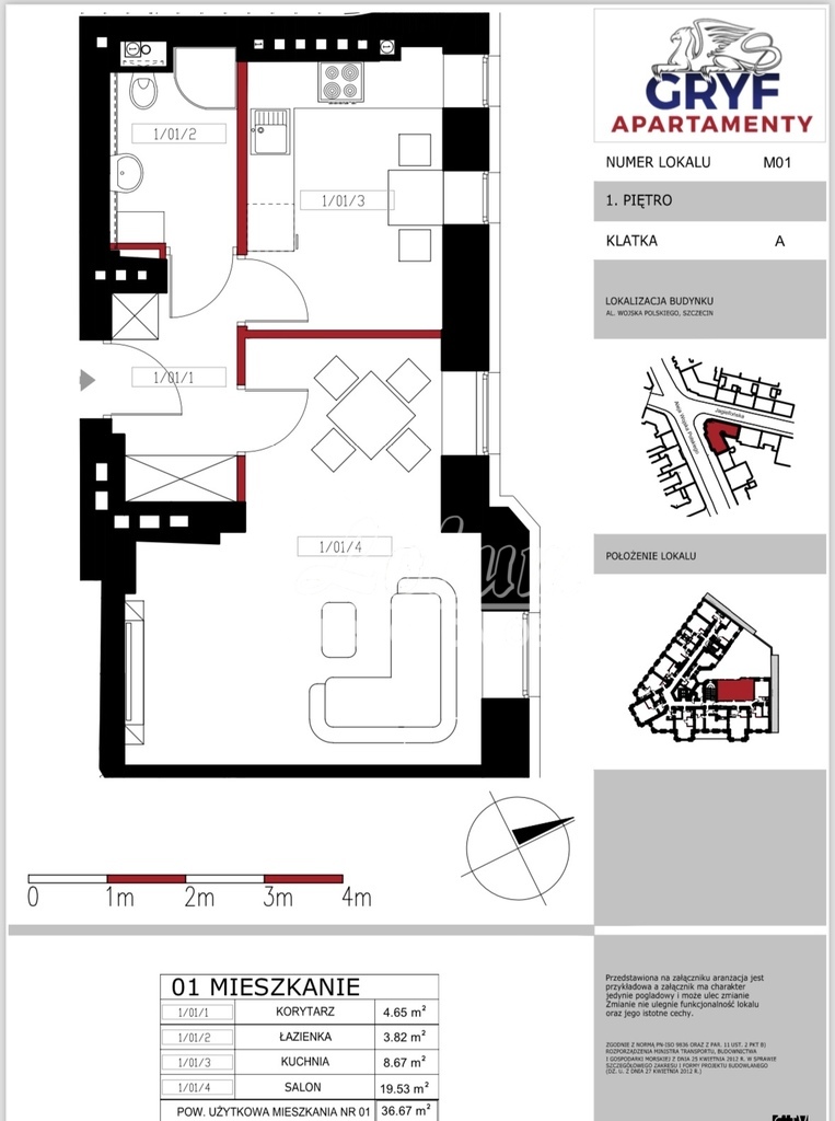 Mieszkanie 37,17&nbsp;m², Szczecin, Centrum, Aleja Wojska Polskiego - zdjęcie 12