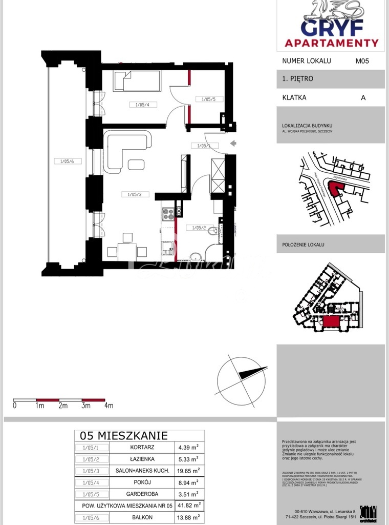 Mieszkanie 42,44&nbsp;m², Szczecin, Centrum, Aleja Wojska Polskiego - zdjęcie 14