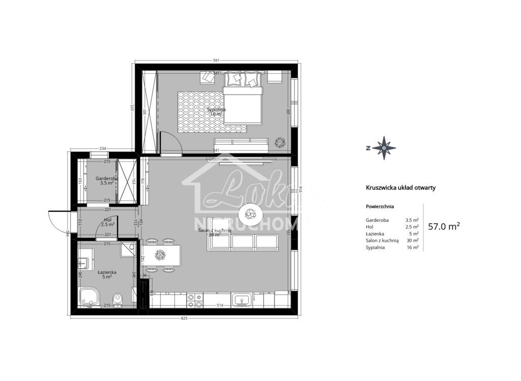 Mieszkanie 57&nbsp;m², Szczecin, Gumieńce, Kruszwicka - zdjęcie 16