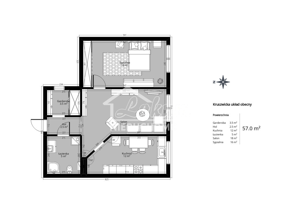 Mieszkanie 57&nbsp;m², Szczecin, Gumieńce, Kruszwicka - zdjęcie 15