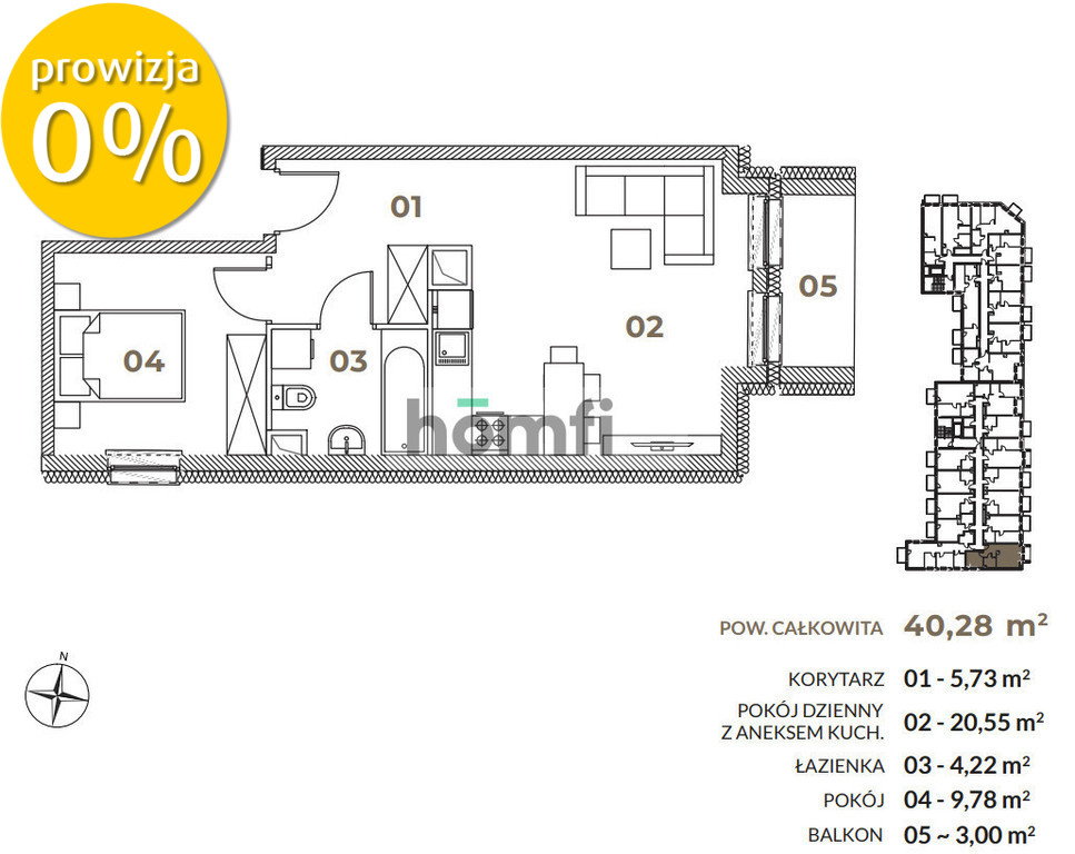 Mieszkanie 40,28 m², Łódź, Wodna - zdjęcie 2
