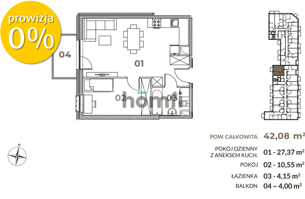 Mieszkanie 42,08 m², Łódź, Wodna - zdjęcie 2