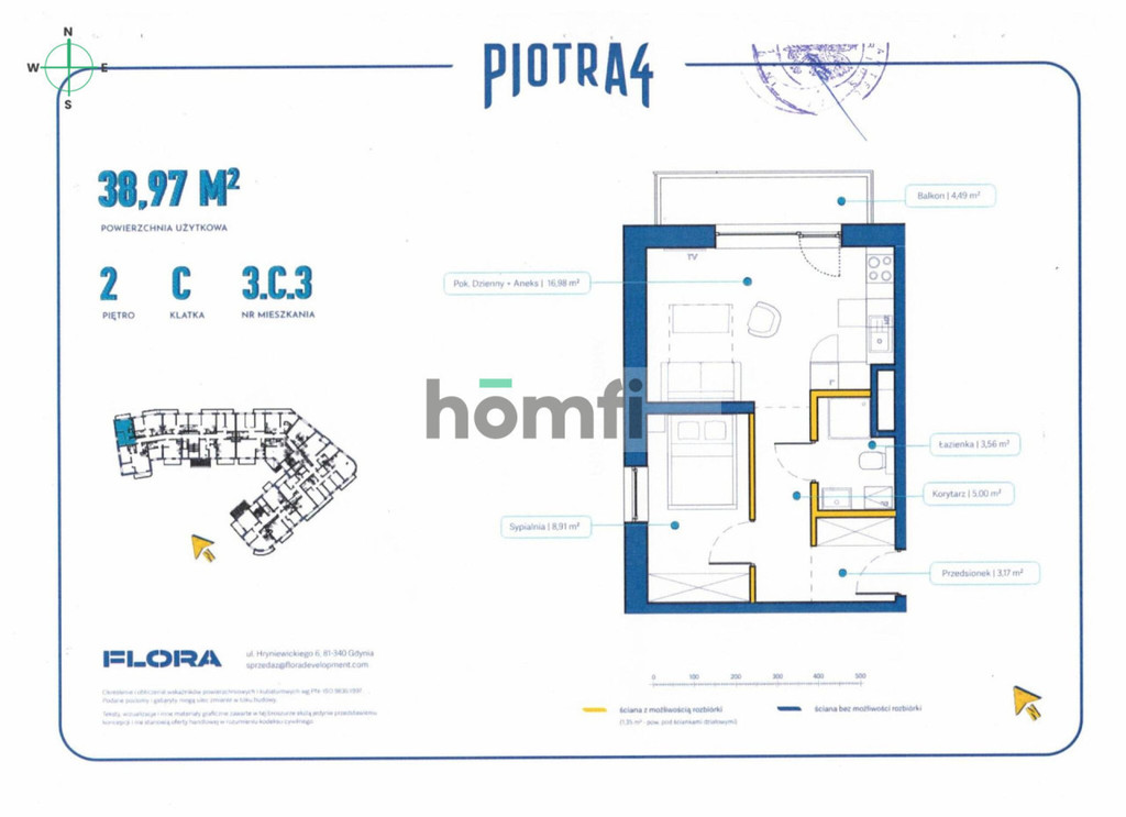 Mieszkanie 38,97 m², Gdynia, Śródmieście, św. Piotra - zdjęcie 6