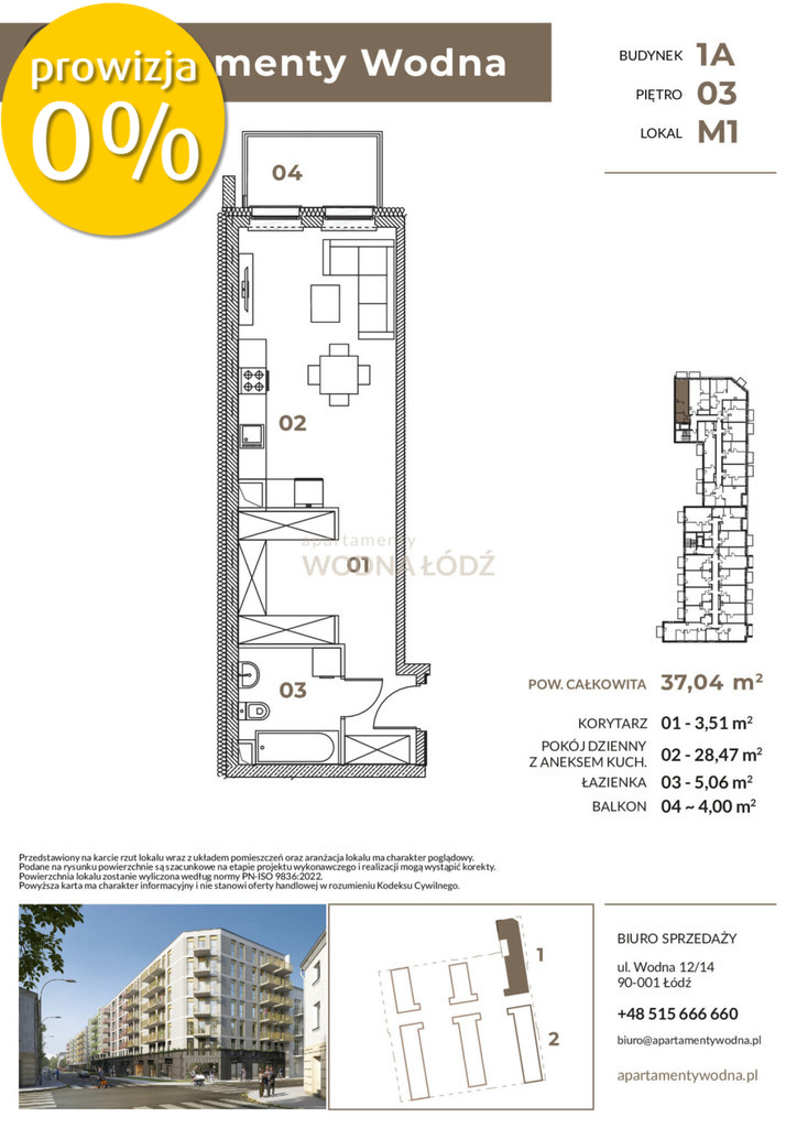 Mieszkanie 37,04 m², Łódź, Wodna - zdjęcie 2