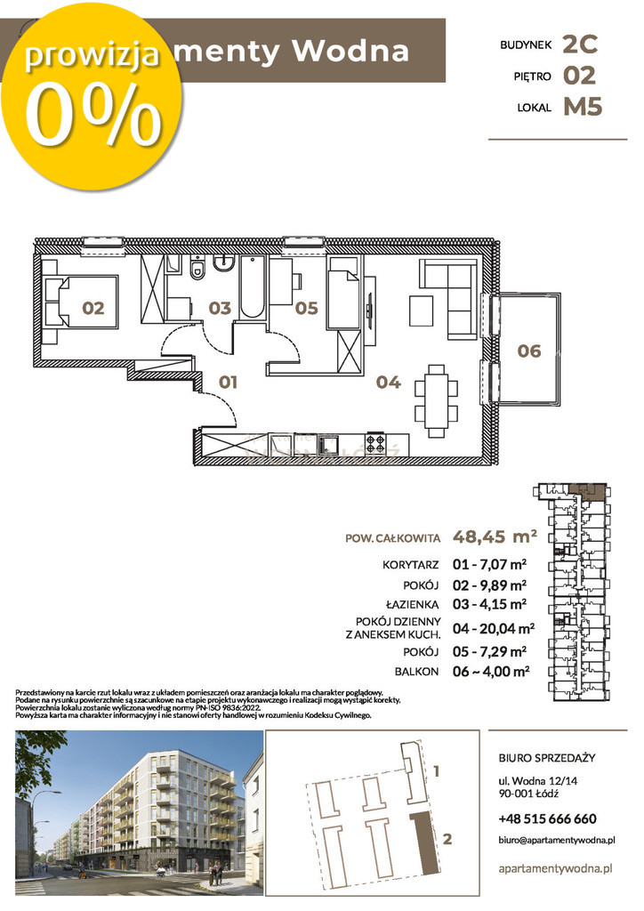 Mieszkanie 48,45 m², Łódź, Wodna - zdjęcie 2
