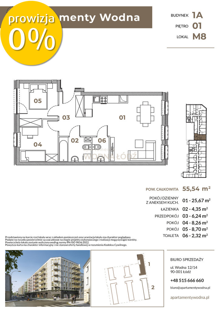 Mieszkanie 55,54 m², Łódź, Wodna - zdjęcie 3