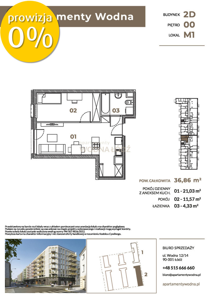 Mieszkanie 36,93 m², Łódź, Wodna - zdjęcie 1