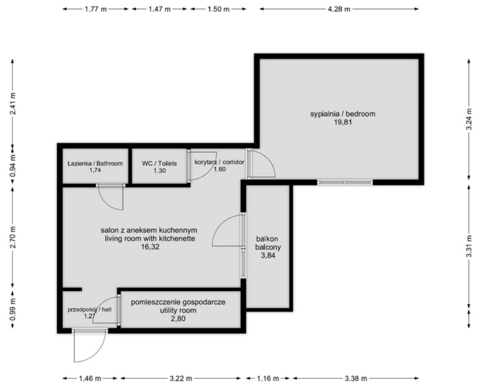 Mieszkanie 43,39 m², Kraków, Stare Miasto, Marii Skłodowskiej-Curie - zdjęcie 17