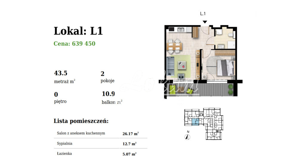 Mieszkanie 43,5&nbsp;m², Grzybowo, Nadmorska - zdjęcie 5