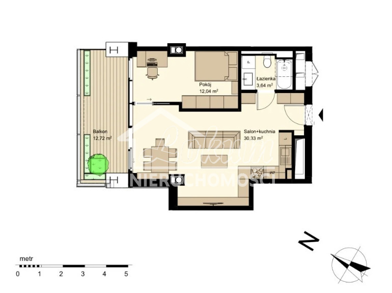 Mieszkanie 46,98&nbsp;m², Szczecin, Centrum, Mieczysława Niedziałkowskiego - zdjęcie 3