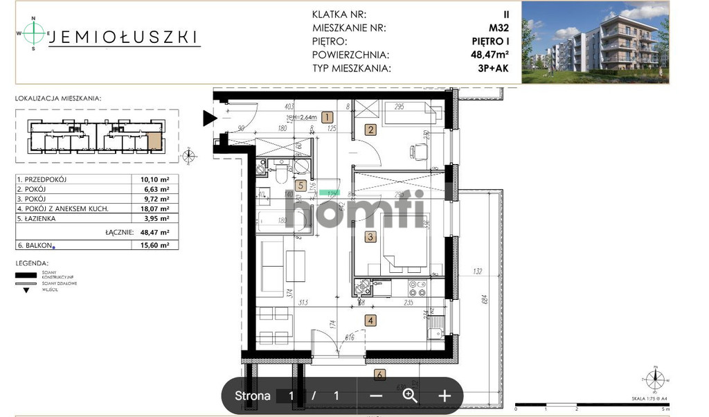 Mieszkanie 48,47 m², Lublin, Węglin Południowy, Jemiołuszki - zdjęcie 3