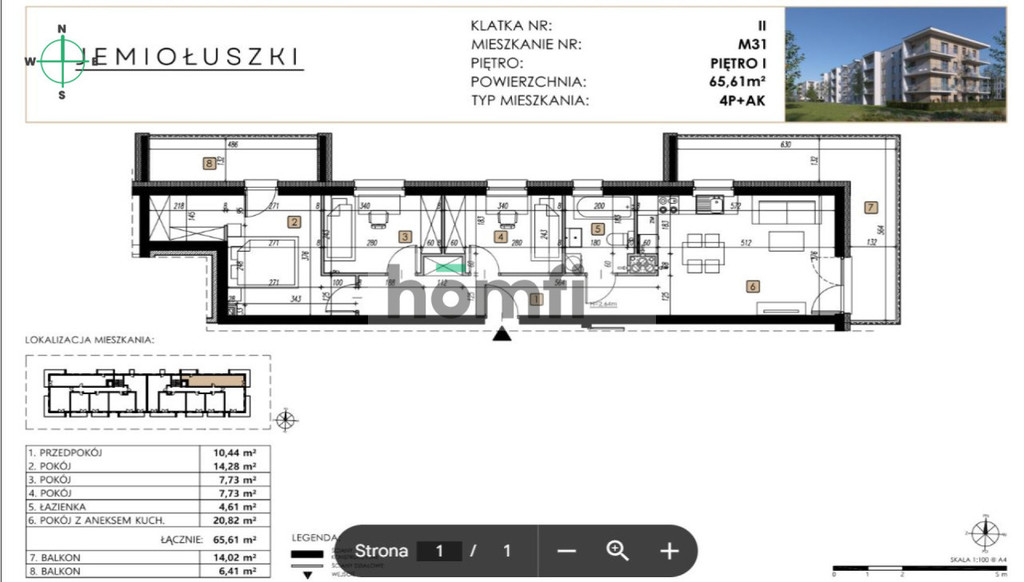 Mieszkanie 65,61 m², Lublin, Węglin Południowy, Jemiołuszki - zdjęcie 2