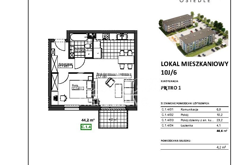 Mieszkanie 44,2&nbsp;m², Stargard - zdjęcie 3