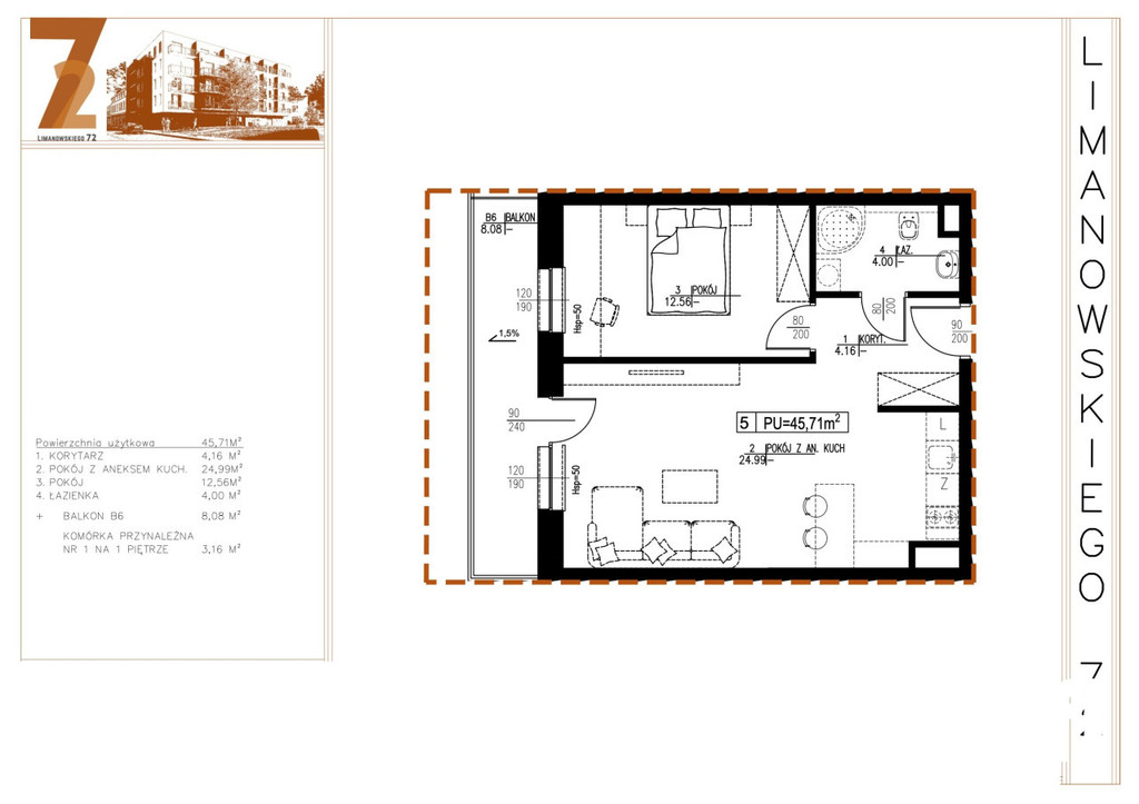 Mieszkanie 45,71 m², Łódź, Bałuty, Bolesława Limanowskiego - zdjęcie 3