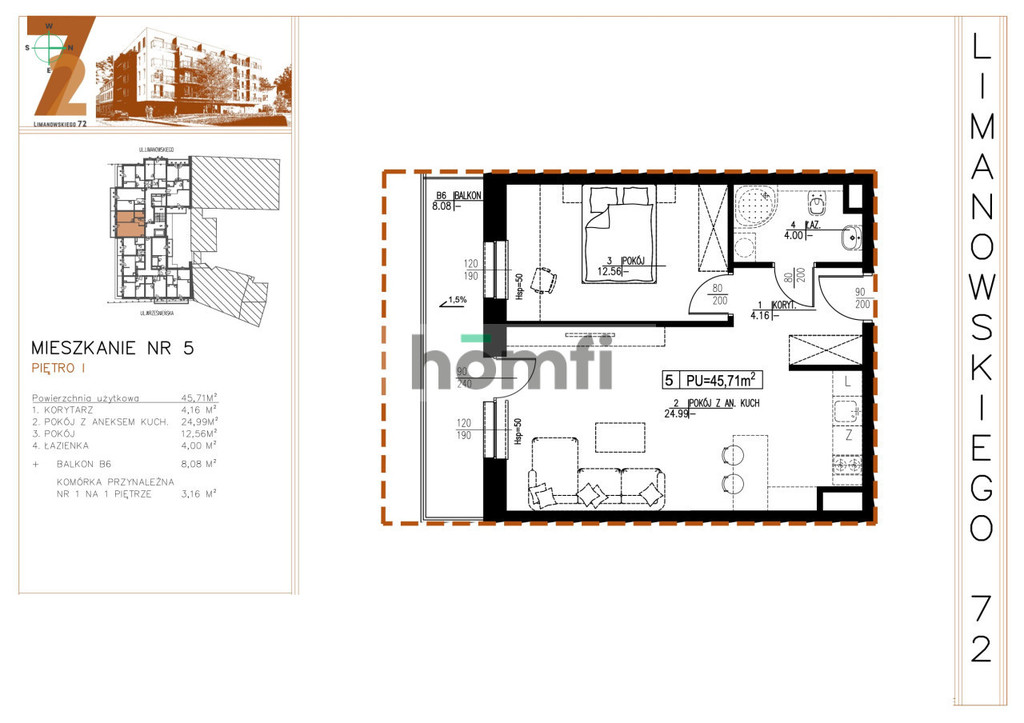 Mieszkanie 45,71 m², Łódź, Bałuty, Bolesława Limanowskiego - zdjęcie 16