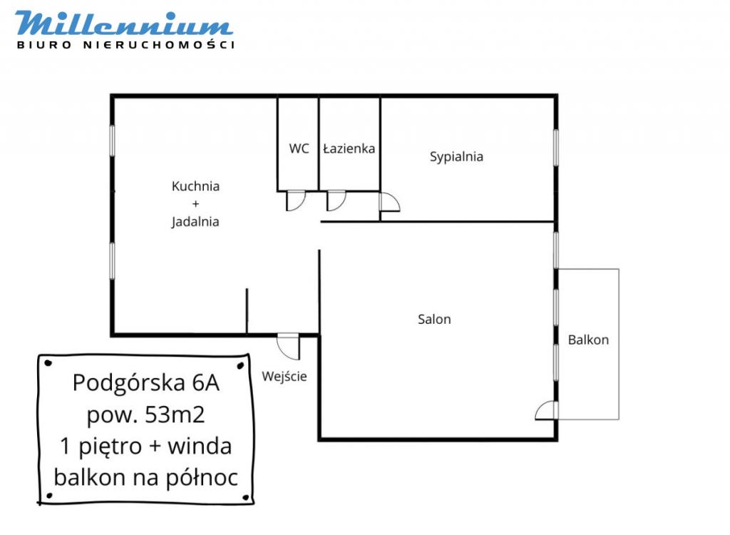 Mieszkanie 53 m2, przestronne 2 pokoje z balkonem - zdjęcie 3
