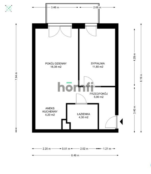 Mieszkanie 44,58 m², Poznań, Grunwald, Romana Dmowskiego - zdjęcie 13