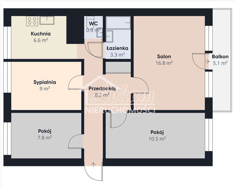 Mieszkanie 63,8&nbsp;m², Szczecin, Słoneczne, Jasna - zdjęcie 1