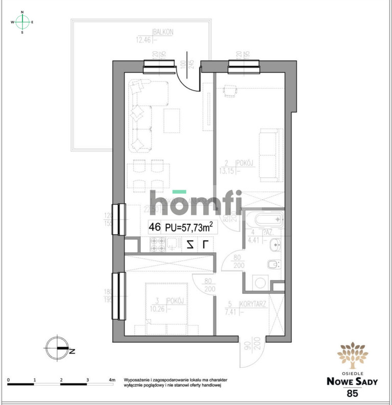 Mieszkanie 57,74 m², Łódź, Polesie, Nowe Sady - zdjęcie 1