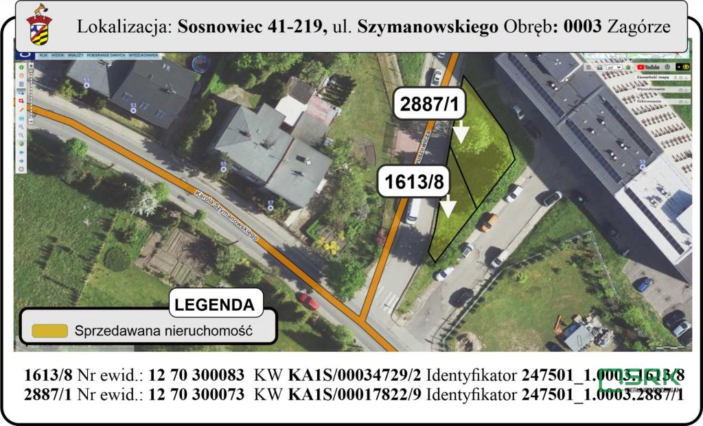 Działka inwestycyjna 308&nbsp;m², Sosnowiec, Szymanowskiego - zdjęcie 1