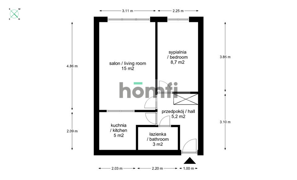 Mieszkanie 37&nbsp;m², Kraków, Prądnik Czerwony, Celarowska - zdjęcie 8