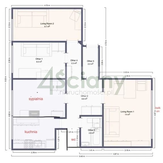 Mieszkanie 63 m², Warszawa, Mokotów, Puławska - zdjęcie 6