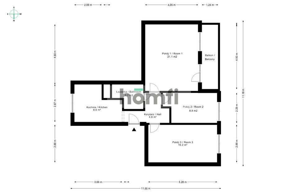 Mieszkanie 62,8&nbsp;m², Wrocław, Krzyki, Ciepła - zdjęcie 17