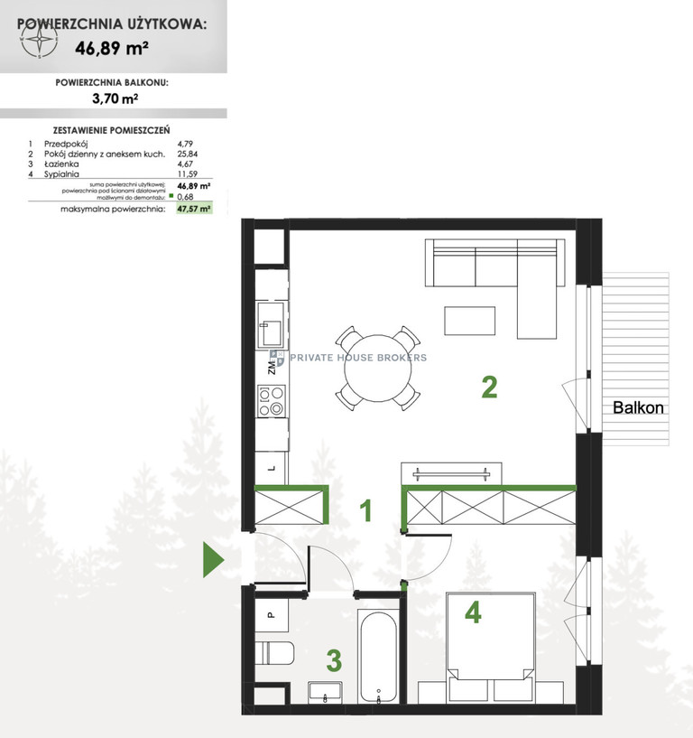 Mieszkanie 46,89 m², Miechów, Stanisławy Daneckiej - zdjęcie 9