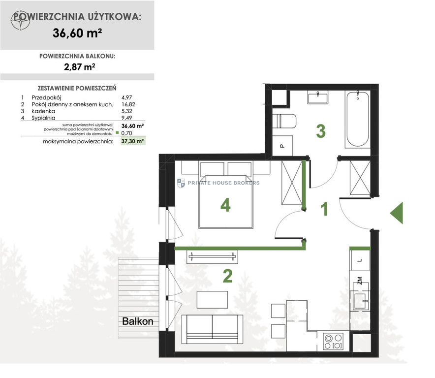 Mieszkanie 36,6 m², Miechów, Stanisławy Daneckiej - zdjęcie 9