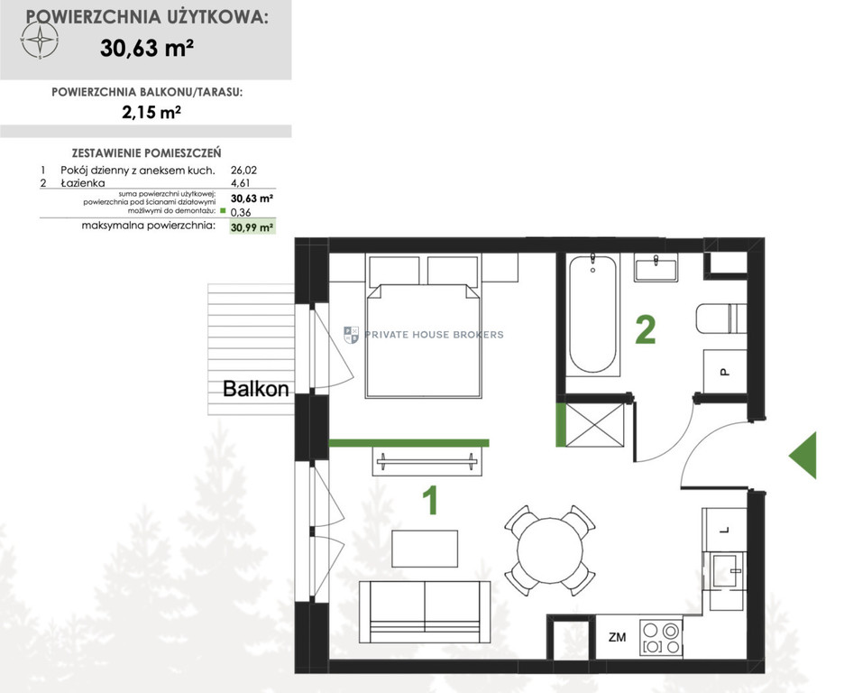 Mieszkanie 30,63 m², Miechów, Stanisławy Daneckiej - zdjęcie 6