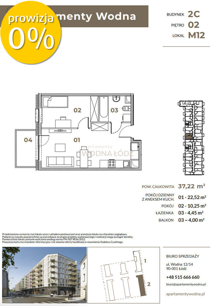 Mieszkanie 37,22 m², Łódź, Widzew, Wodna - zdjęcie 2