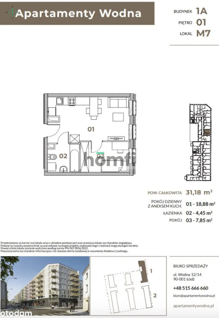 Mieszkanie 31,18 m², Łódź, Widzew, Wodna - zdjęcie 3