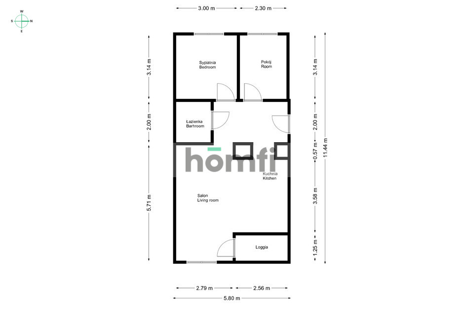 Mieszkanie 57,4&nbsp;m², Wrocław, Krzyki, Zaolziańska - zdjęcie 18