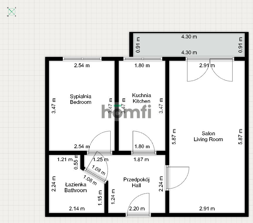 Mieszkanie 54&nbsp;m², Wrocław - zdjęcie 15