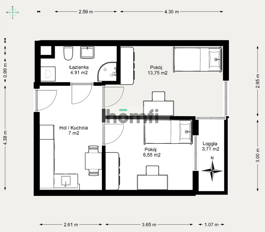 Mieszkanie 40,7 m², Kraków, Podgórze, Lipska - zdjęcie 13
