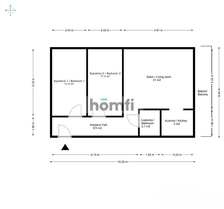 Mieszkanie 58&nbsp;m², Wrocław, Krzyki, Drukarska - zdjęcie 19